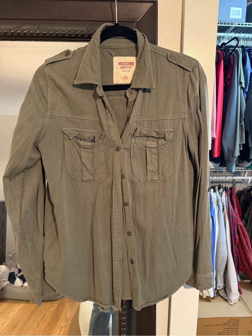 Mossimo Supply Co. Gray-Green Casual Button Shirt